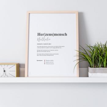 Definitionsposter "Herzensmensch 1" | Geschenkidee | Personalisiert  | individuelles Bild | Wörterbuch